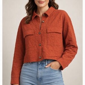 PRIVY Quilted Crop Jacket - Women’s Lightweight Coat Sz L